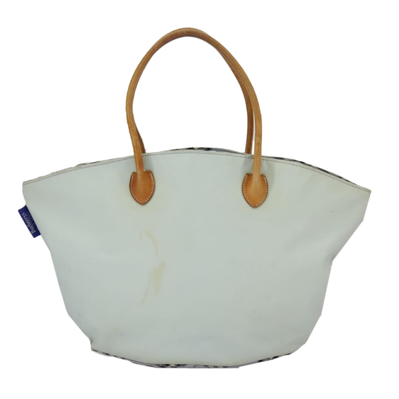 Burberrys Blue Label Tote Bag Nylon Leather Light Blue Brown Silver Auth ti2219 - Picture 2 of 16